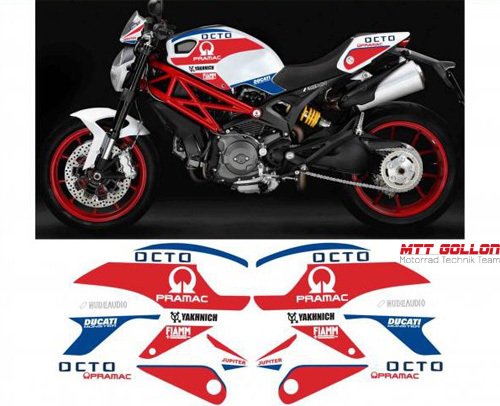 Aufkleber Kit Replica Pramac Team Yakhnich Ducati Monster 696 795 796 800 1100