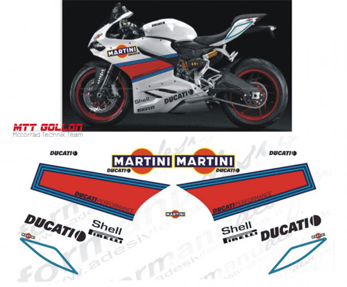 Aufkleber Kit "Panigale Replica Martini" Ducati 899 1199